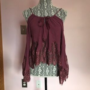 Mauve cut out shoulder summer top